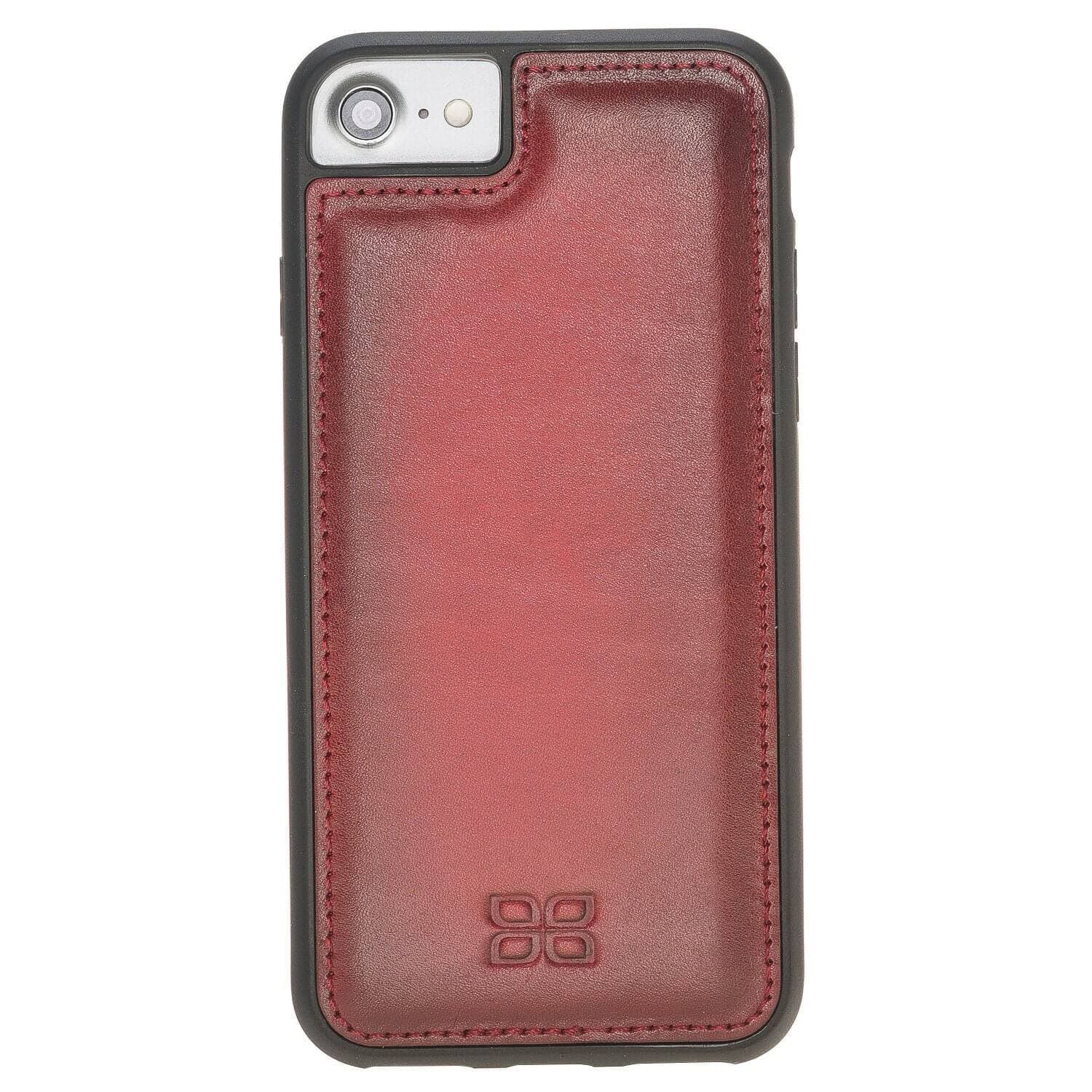 Flexible Genuine Leather Back Cover for Apple iPhone SE Series iPhone SE 3rd Generation / Vegetal Red Bouletta LTD
