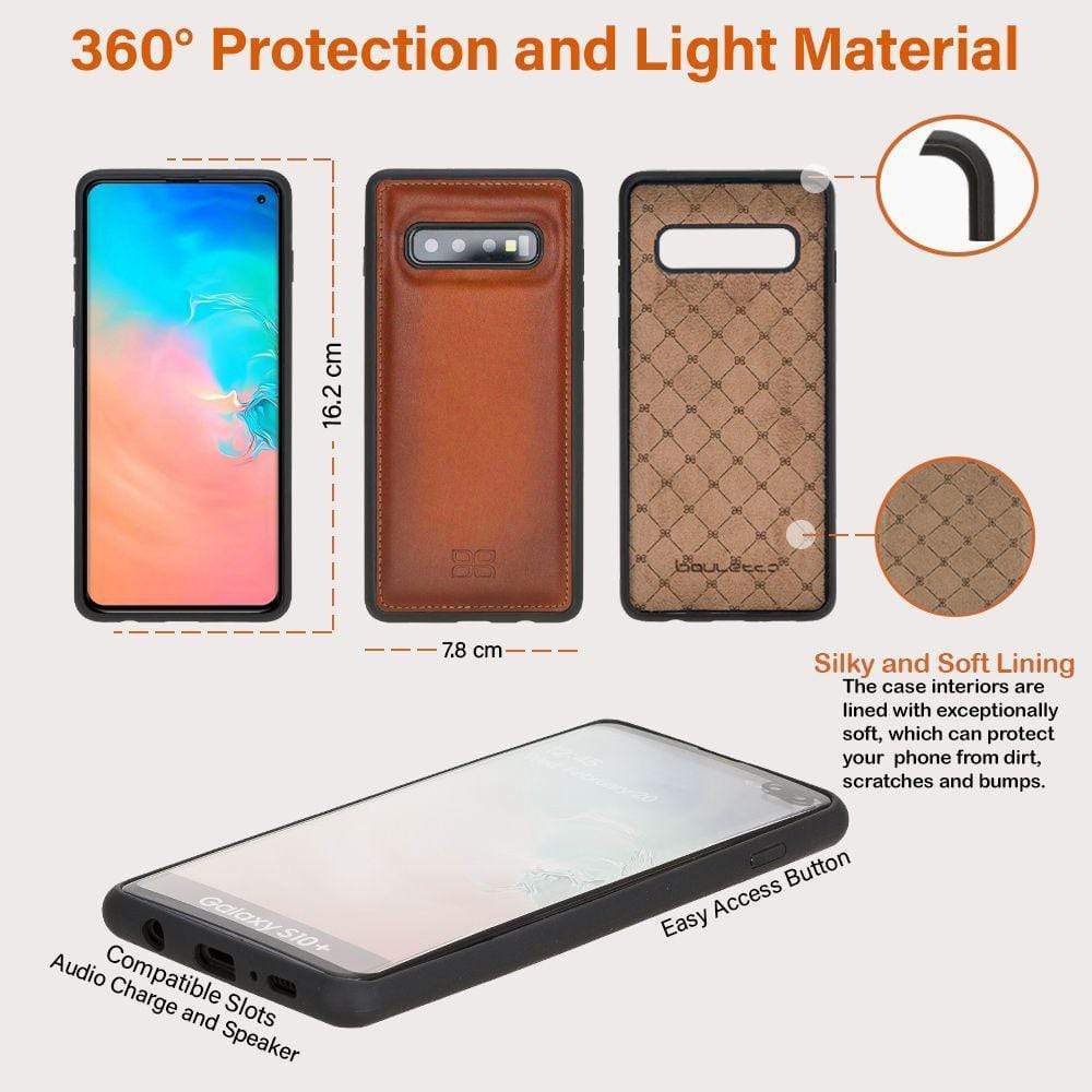 Phone Case Flex Cover Back Leather Case for Samsung Galaxy S10 Plus - Tiguan Tan with Vein Bouletta Shop