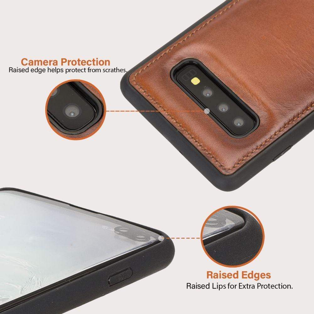 Phone Case Flex Cover Back Leather Case for Samsung Galaxy S10 - Rustic Black Bouletta Case