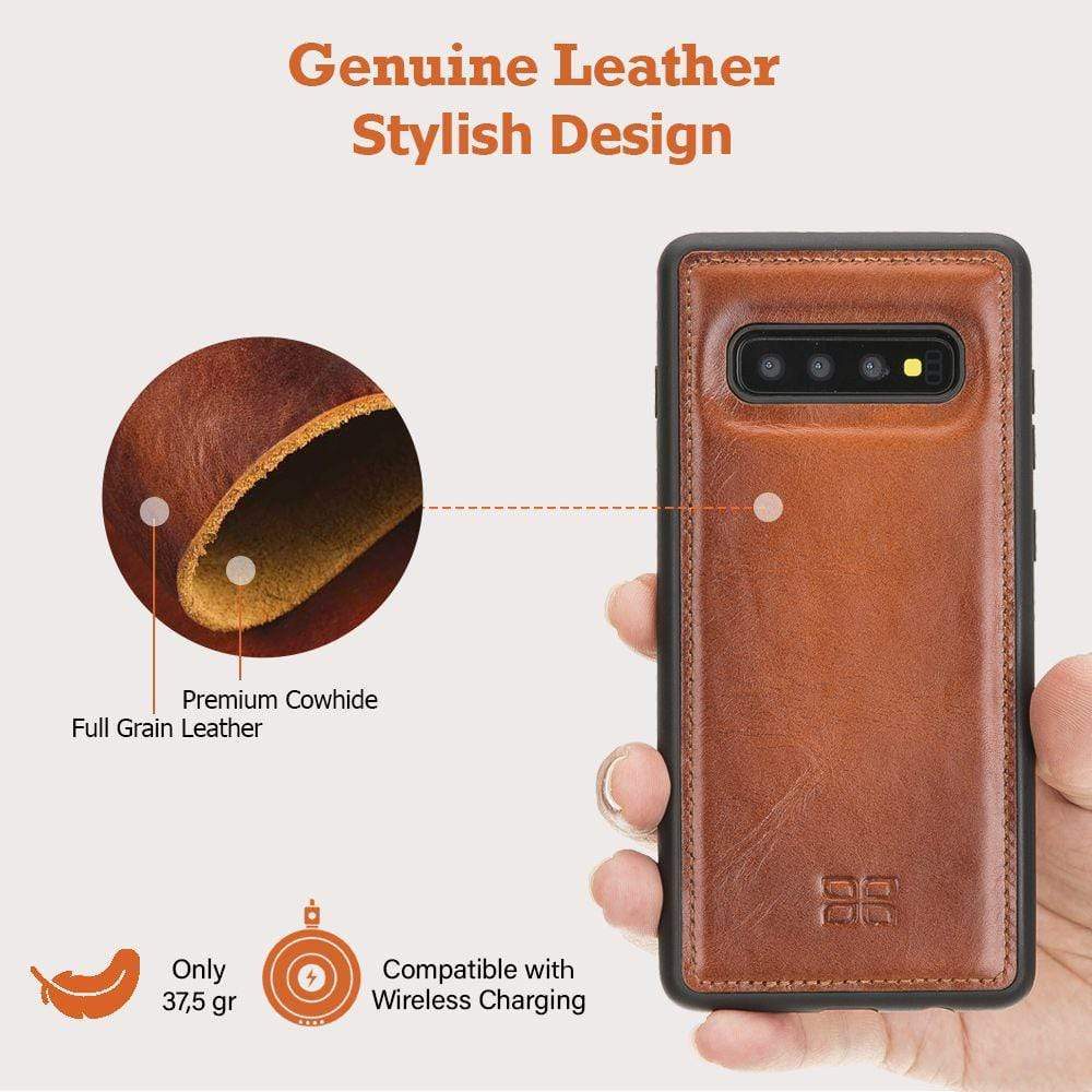 Phone Case Flex Cover Back Leather Case for Samsung Galaxy S10 - Rustic Tan with Effect Bouletta Shop