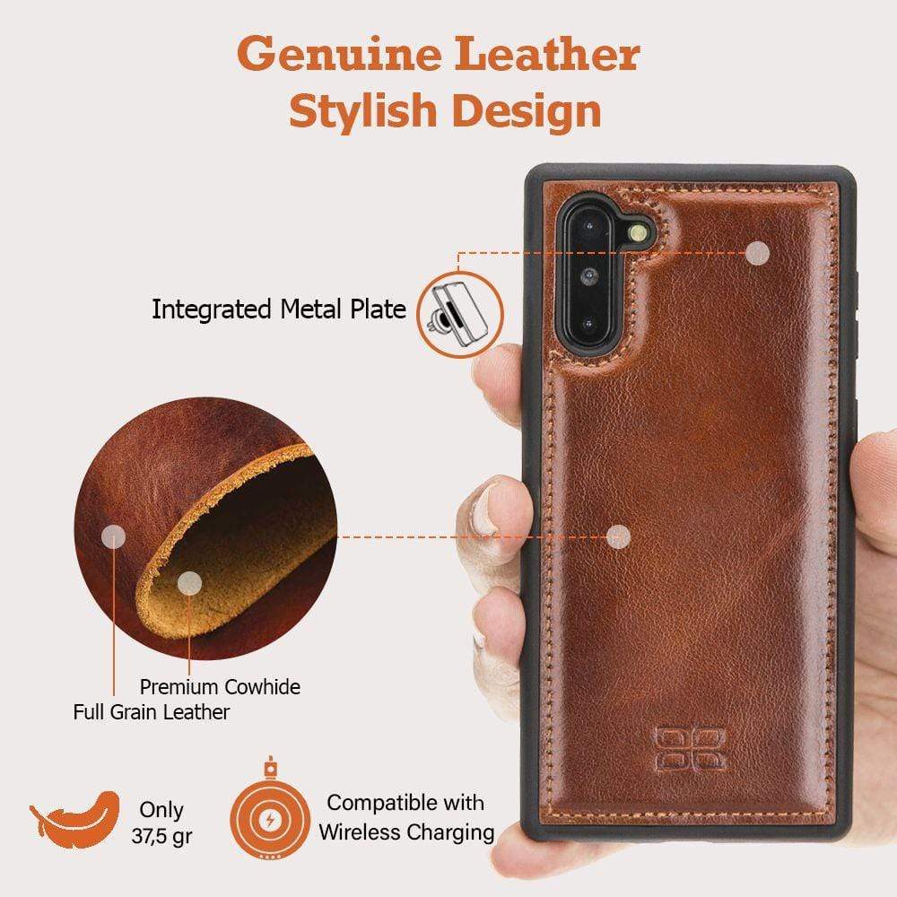 Phone Case Flex Cover Back Leather Case for Samsung Note 10 - Antic Brown Bouletta Case