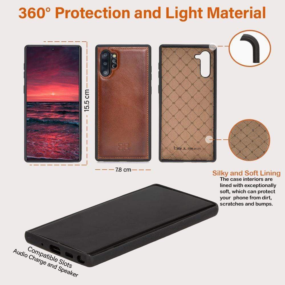 Phone Case Flex Cover Back Leather Case for Samsung Note 10 Plus - Rustic Black Bouletta Case
