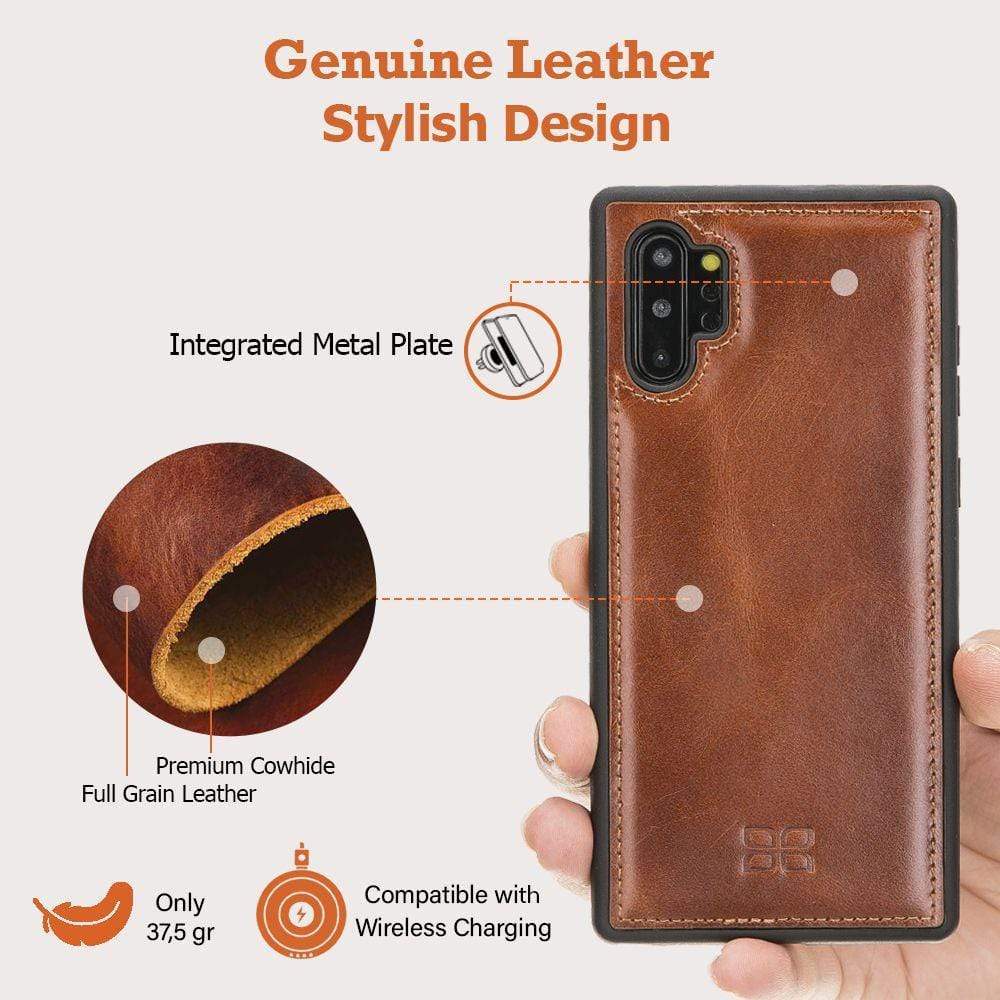 Phone Case Flex Cover Back Leather Case for Samsung Note 10 Plus - Rustic Tan with Effect Bouletta Case