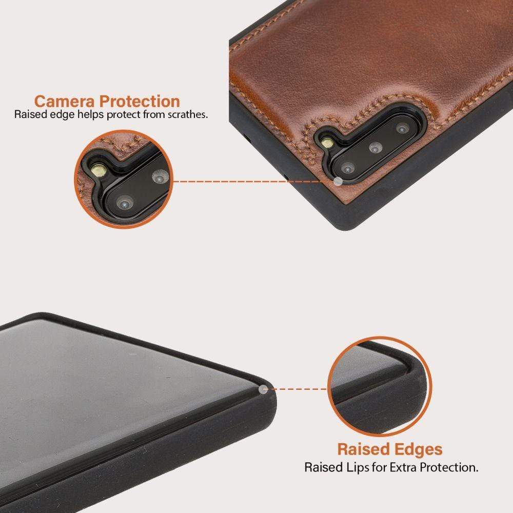 Phone Case Flex Cover Back Leather Case for Samsung Note 10 - Rustic Black Bouletta Case