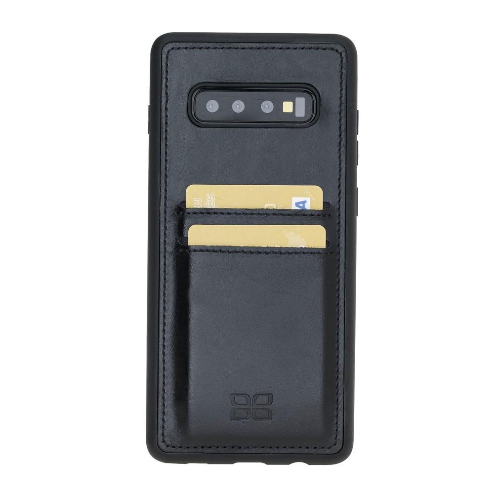 Phone Case Flex Cover Back Leather Case with Card Holder for Samsung Galaxy S10 Plus - Rustic Black Bouletta Shop