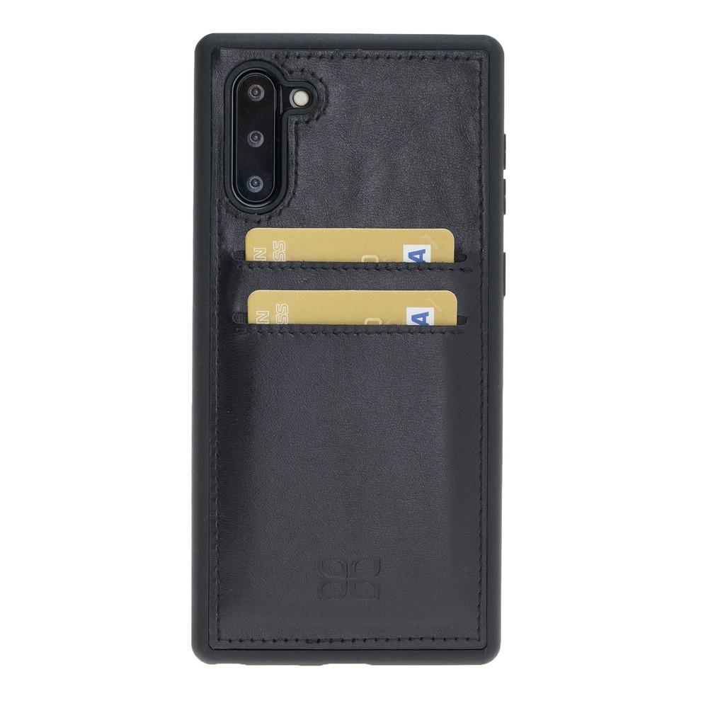Phone Case Flex Cover Back Leather Case with Card Holder for Samsung Note 10 - Rustic Black Bouletta Shop