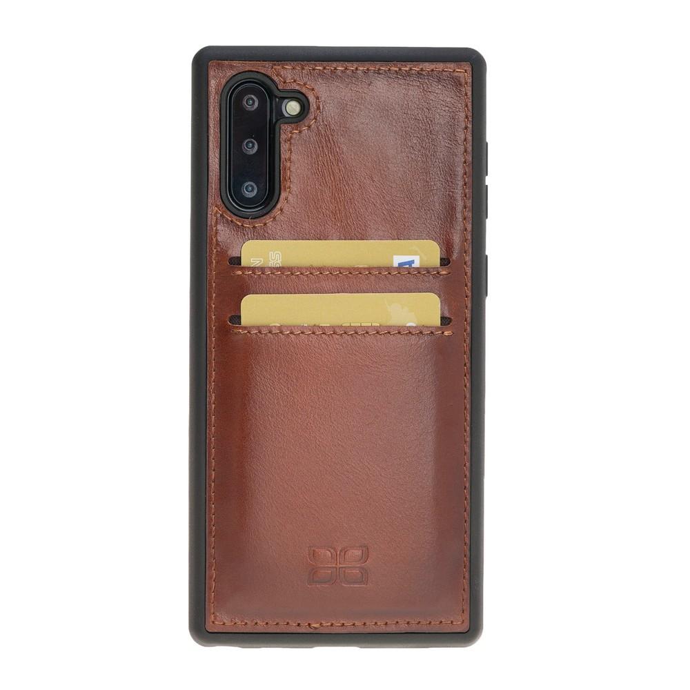 Phone Case Flex Cover Back Leather Case with Card Holder for Samsung Note 10 - Rustic Tan with Effect Bouletta Shop