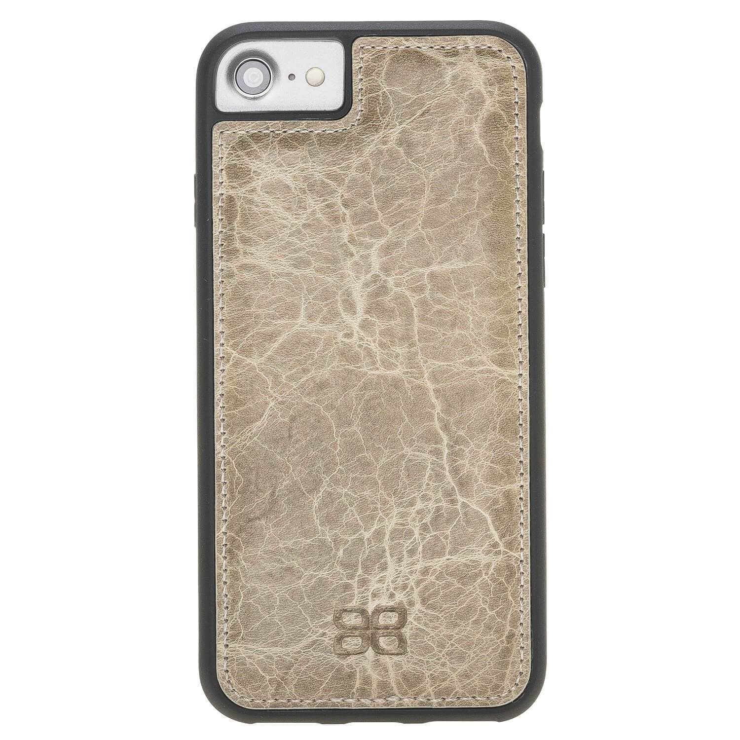 Flexible Genuine Leather Back Cover for Apple iPhone 8 Series iPhone 8 / Vegetal Cream Bouletta LTD