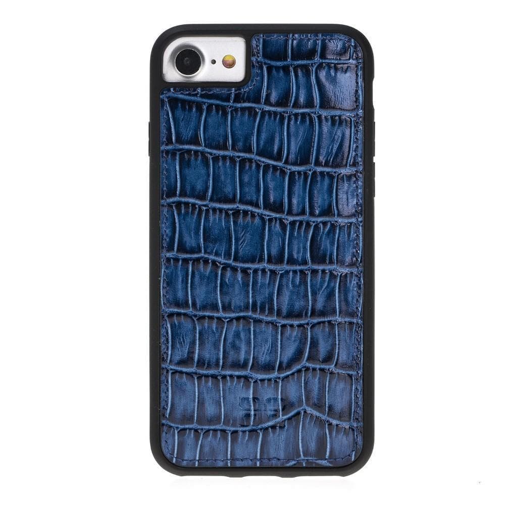 Flexible Genuine Leather Back Cover for Apple iPhone 8 Series iPhone 8 / Crocodile Blue Bouletta LTD
