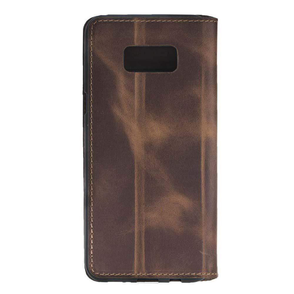 Phone Case Leather Book Case for Samsung Galaxy S8 -  Antic Brown Bouletta Shop