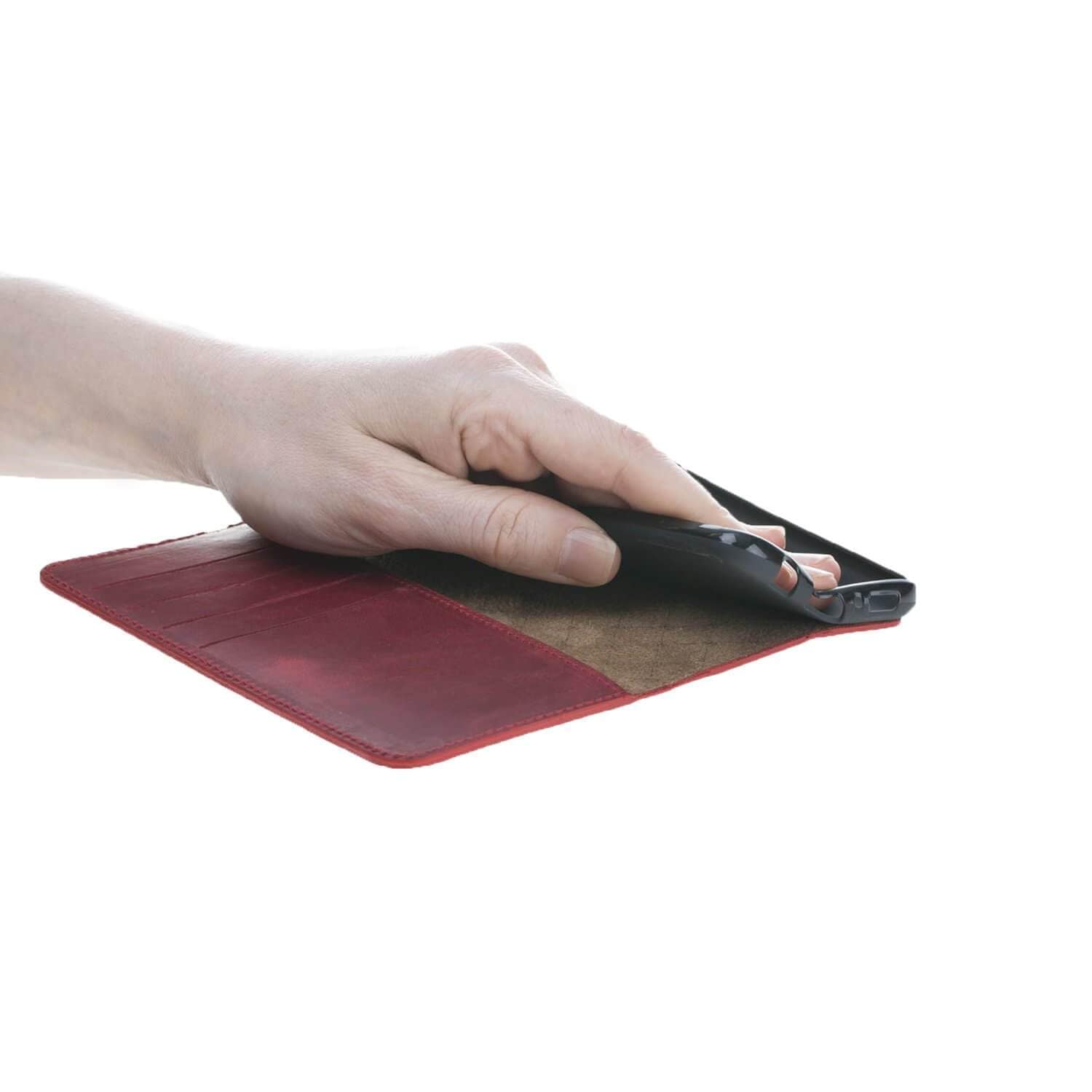 Phone Case Leather Book Case for Samsung Galaxy S8 - Antic Red Bouletta Shop