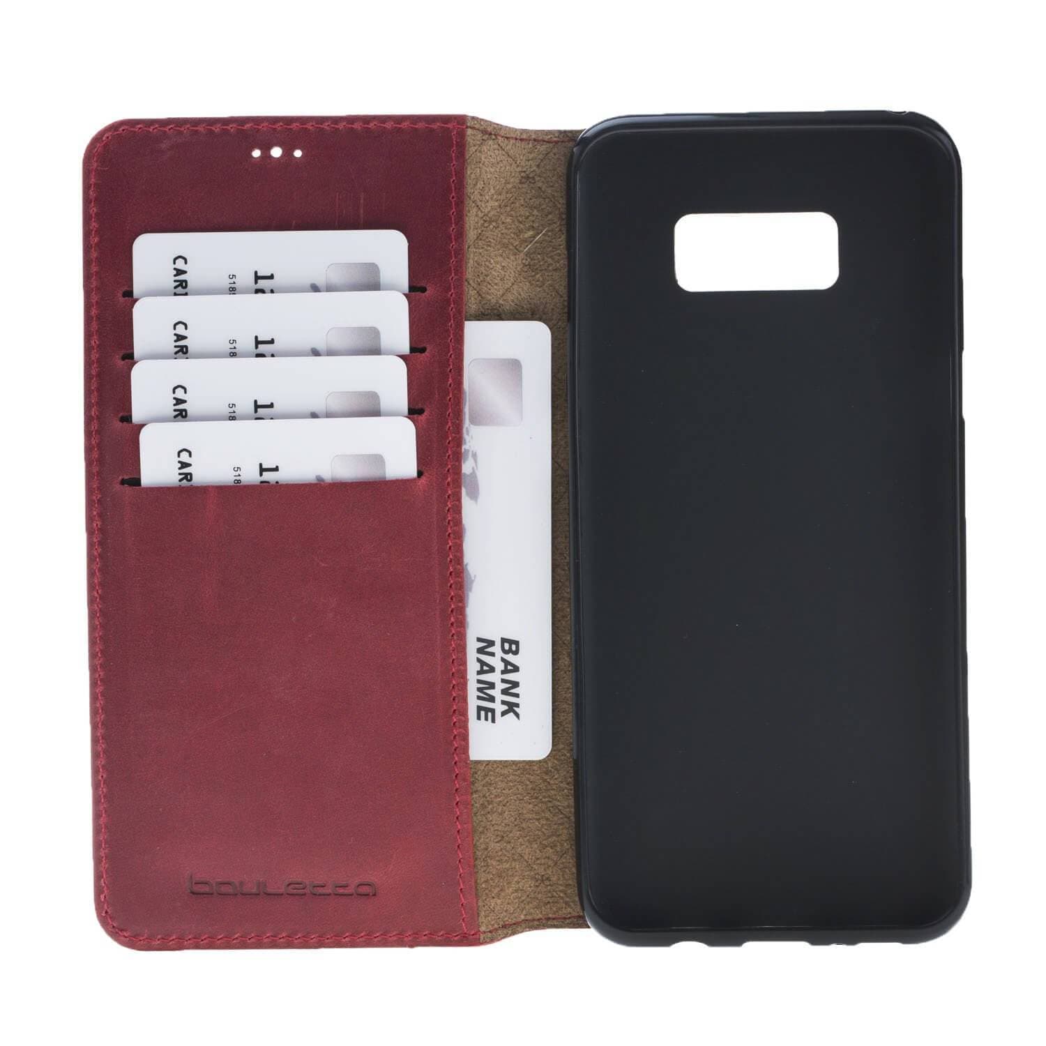 Phone Case Leather Book Case for Samsung Galaxy S8 - Antic Red Bouletta Shop