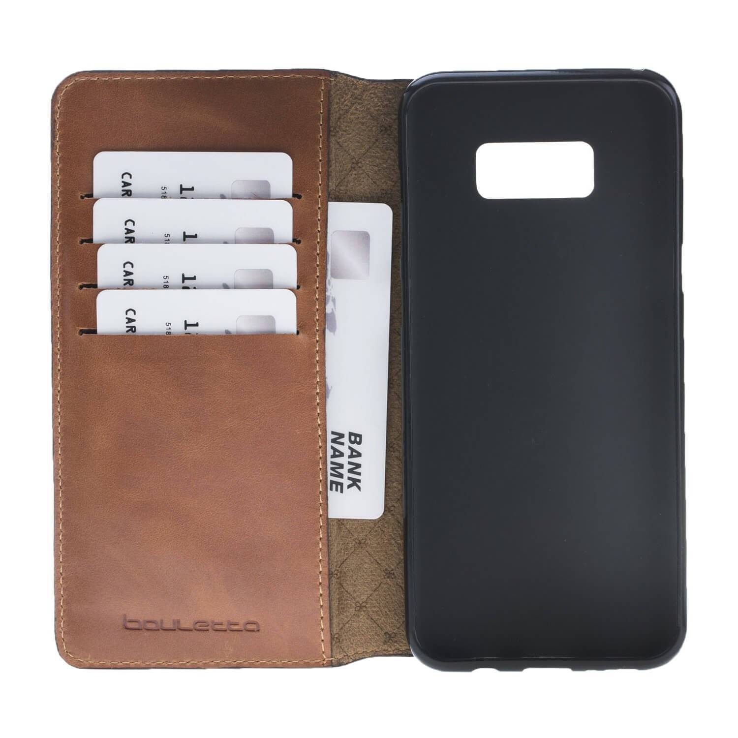 Phone Case Leather Book Case for Samsung Galaxy S8 Plus - Rustic Tan with Effect Bouletta Shop