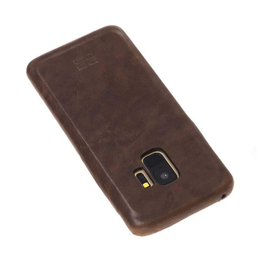 Phone Case Leather Ultra Cover Snap On Back Cover for Samsung Galaxy S9 - Vegetal Dark Brown Bouletta Shop