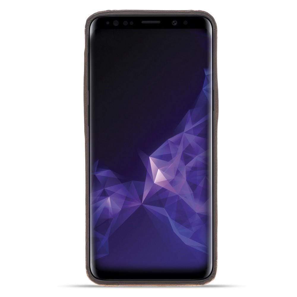 Phone Case Leather Ultra Cover Snap On Back Cover for Samsung Galaxy S9 - Vegetal Dark Brown Bouletta Shop