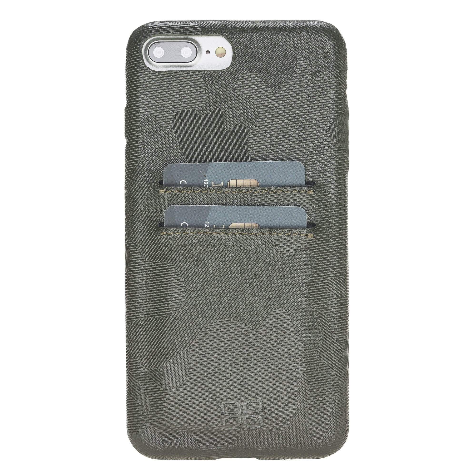 Phone Case Leather Ultra Cover with Credit Card Slots for Apple iPhone 7/8 Plus - Camouflage Green Bouletta Shop