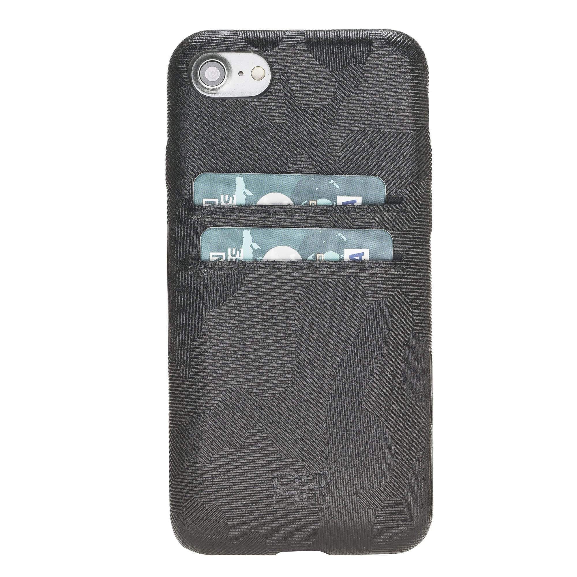 Phone Case Leather Ultra Cover with Credit Card Slots for Apple iphone SE2/7/8 - Camouflage Black Bouletta Shop