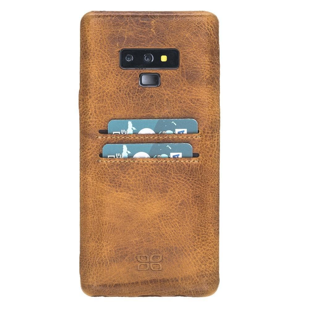 Phone Case Leather Ultra Cover with Credit Card Slots for Samsung Note 9  - Vegetal Tan with Vein Bouletta Shop