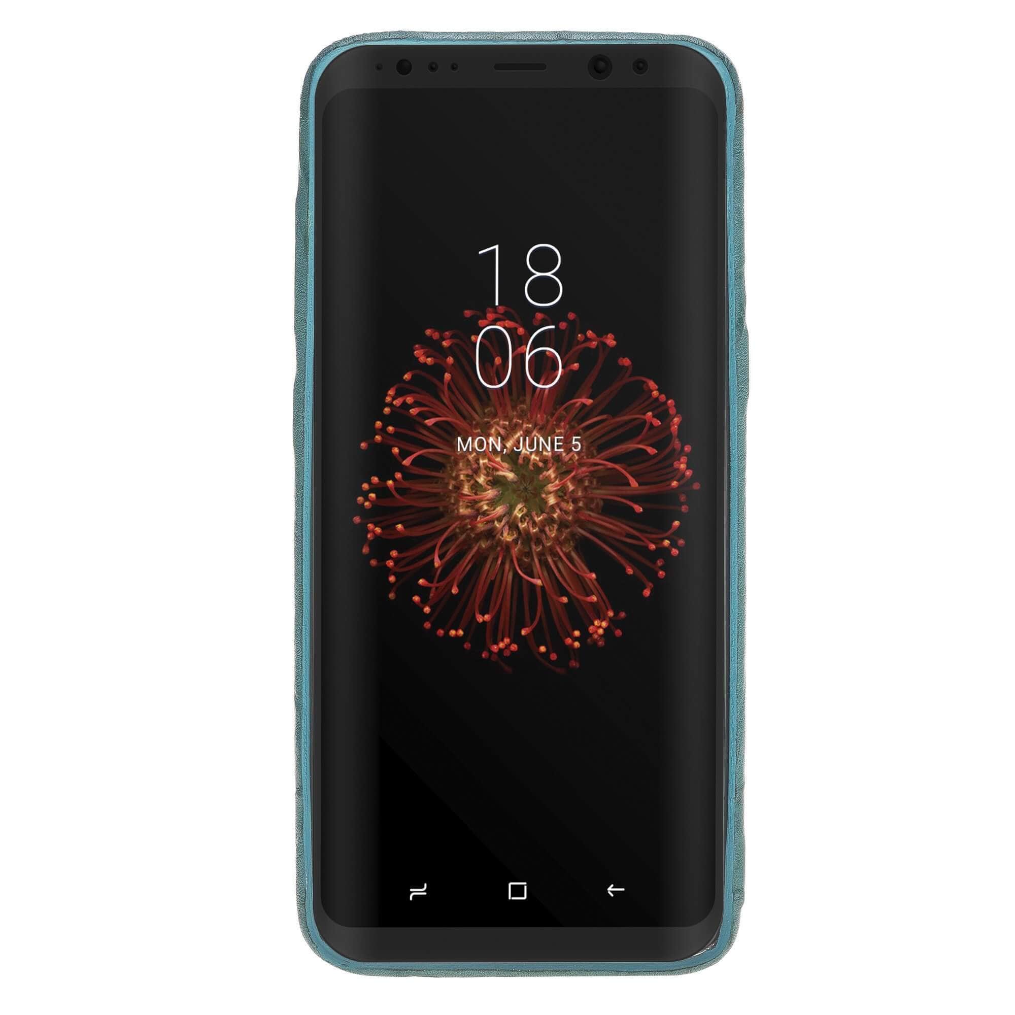 Phone Case Leather Ultra Cover with Credit Card Slots for Samsung S8  - Creased Turquoise Bouletta Shop