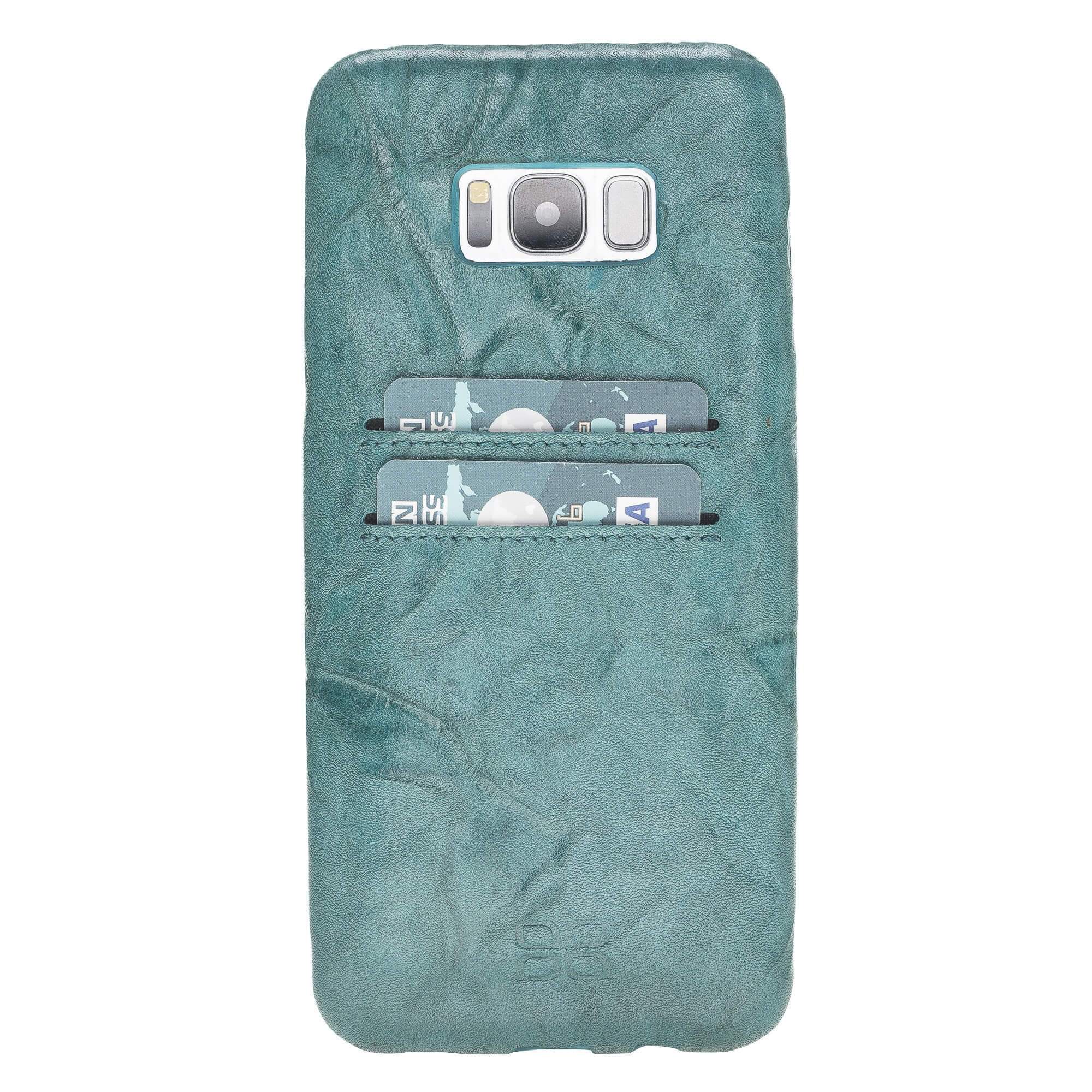 Phone Case Leather Ultra Cover with Credit Card Slots for Samsung S8 Plus - Creased Turquoise Bouletta Shop