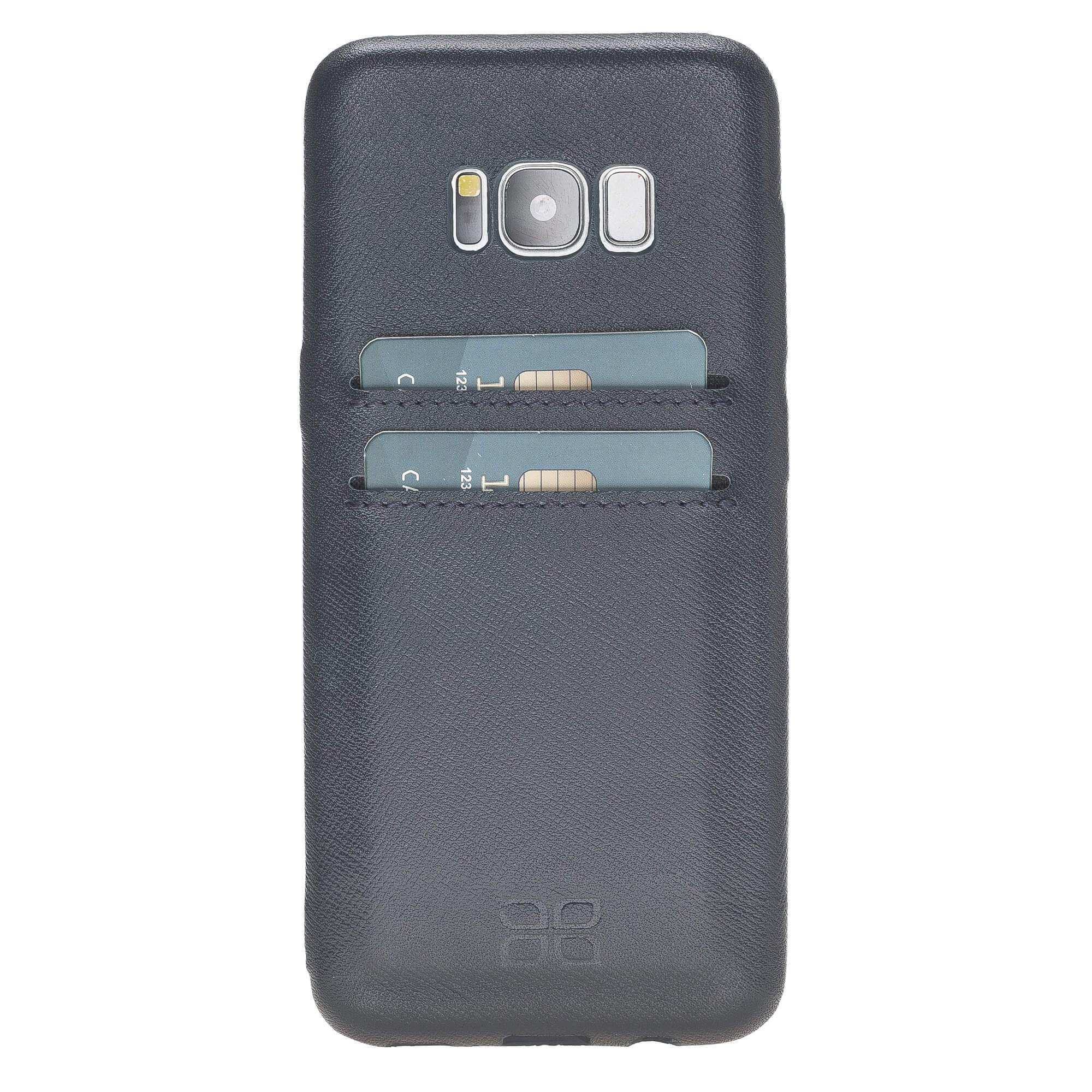 Phone Case Leather Ultra Cover with Credit Card Slots for Samsung S8 - Saffiano Navy Blue Bouletta Shop