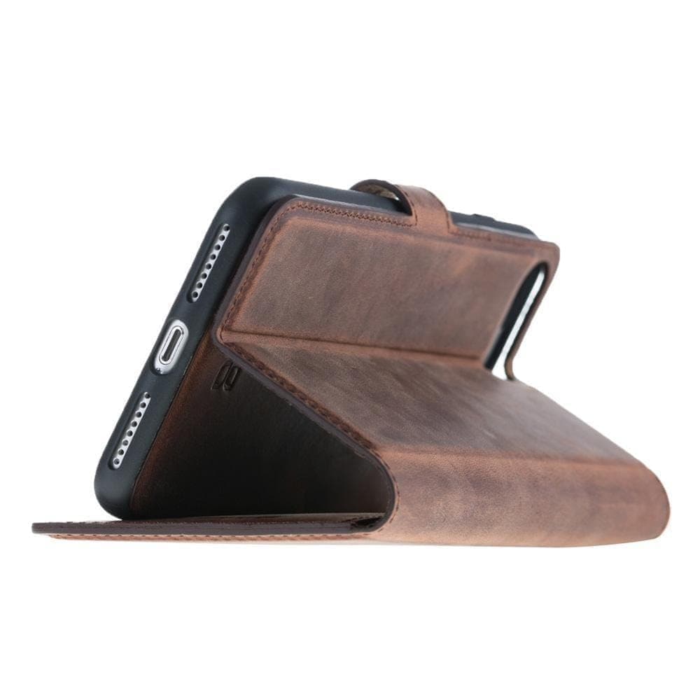 Phone Case Magnetic Detachable Leather Wallet Case for Apple iPhone 7/8 Plus -  Antic Brown Bouletta Shop