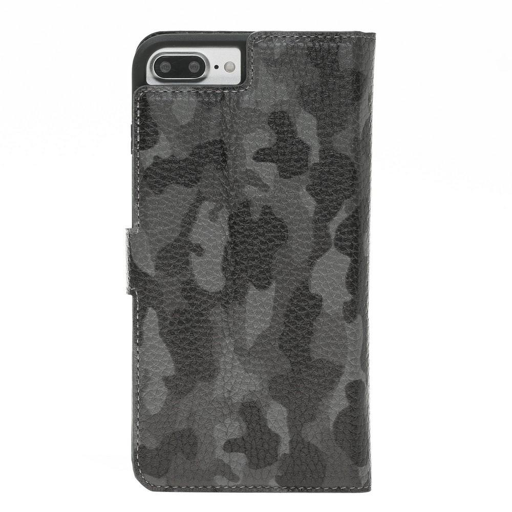 Phone Case Magnetic Detachable Leather Wallet Case for Apple iPhone 7/8 Plus - Camouflage Black Bouletta Case