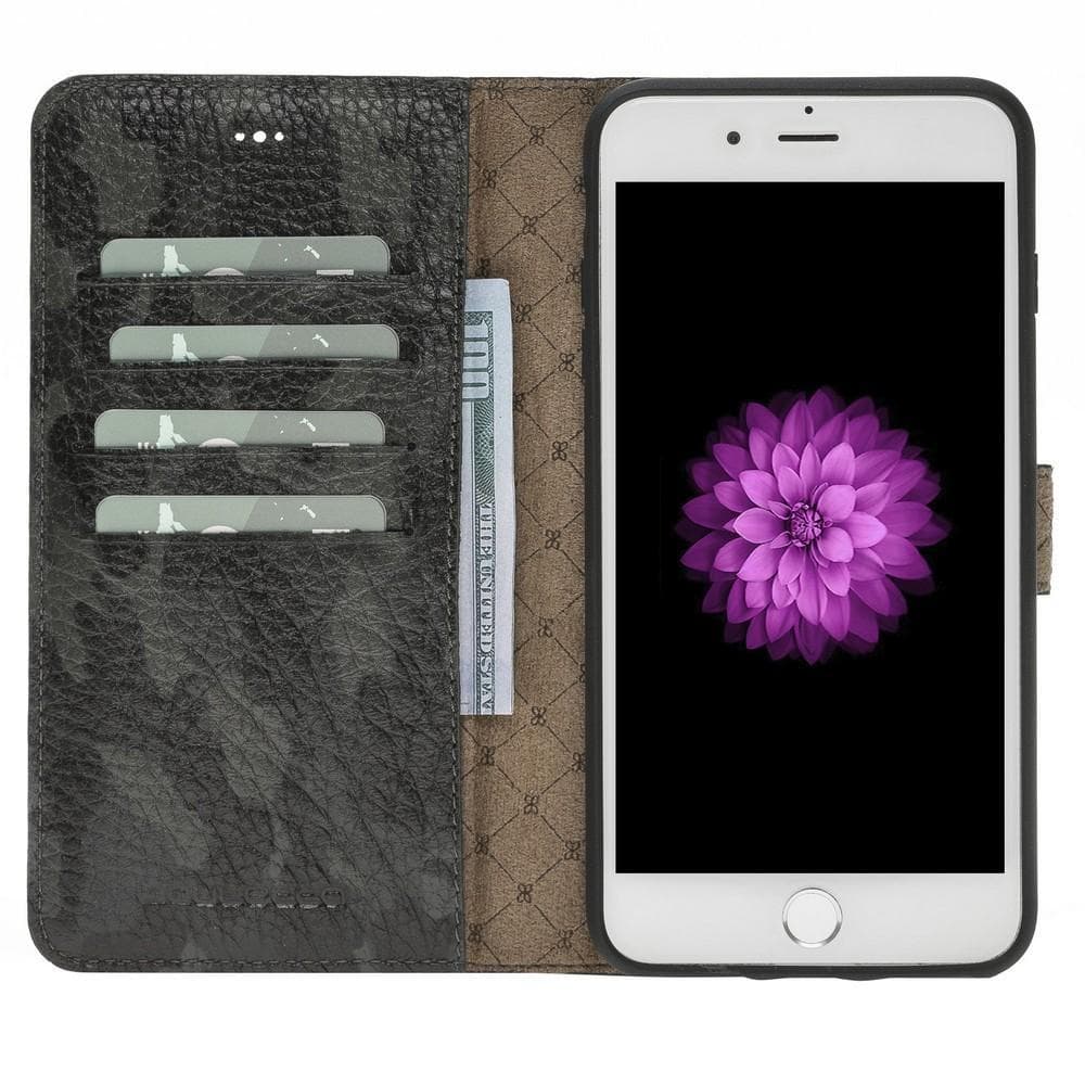 Phone Case Magnetic Detachable Leather Wallet Case for Apple iPhone 7/8 Plus - Camouflage Grey Bouletta Shop