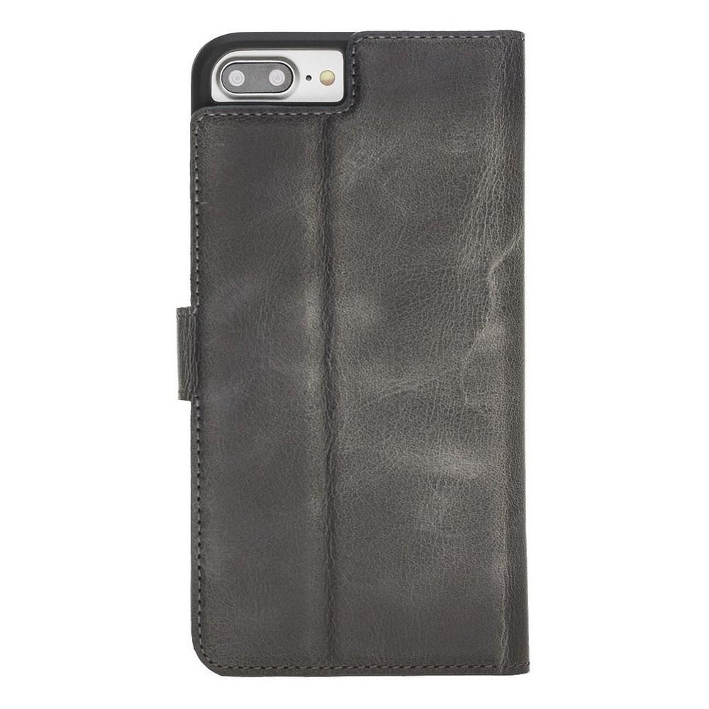 Phone Case Magnetic Detachable Leather Wallet Case for Apple iPhone 7/8 Plus - Tiguan Grey Bouletta Case