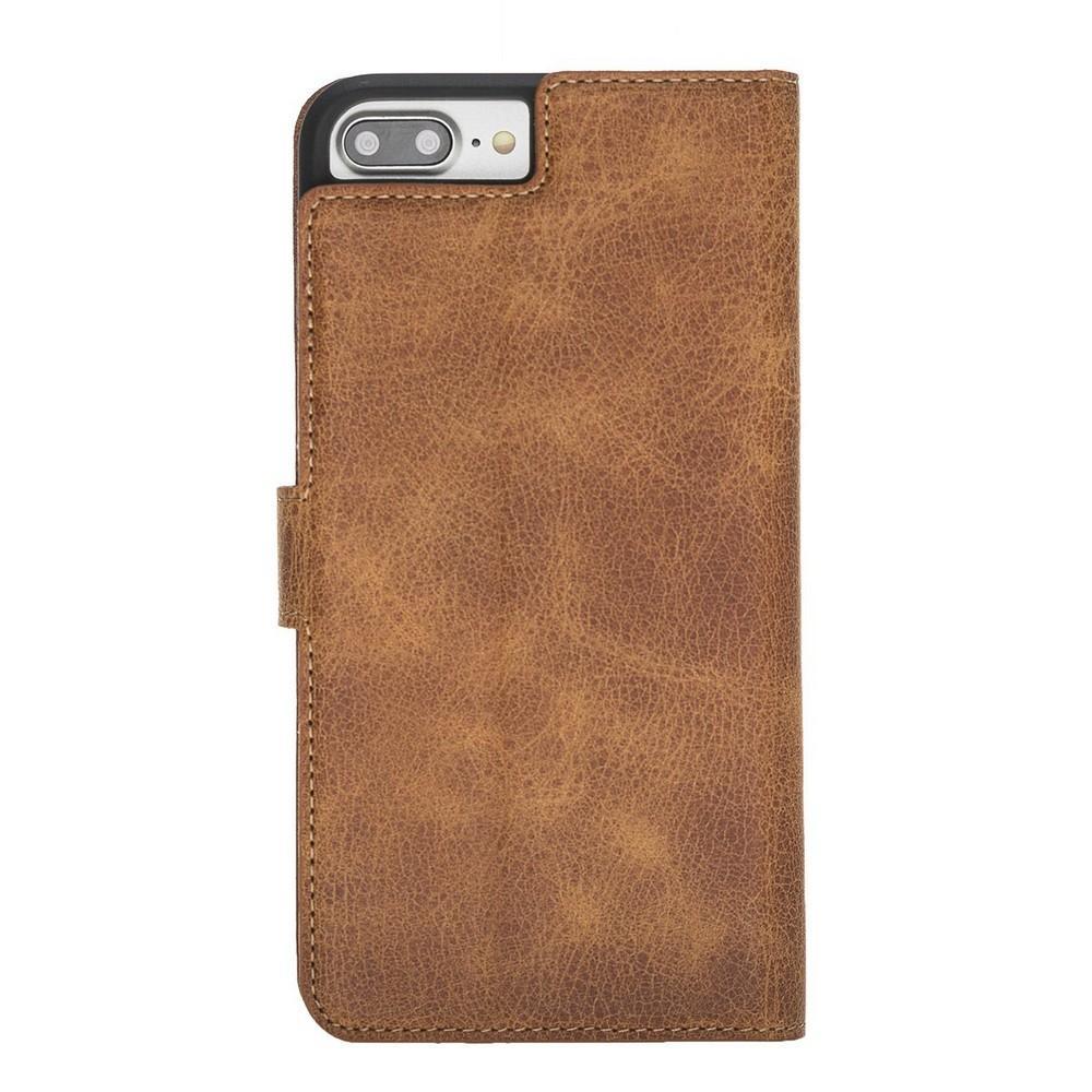 Phone Case Magnetic Detachable Leather Wallet Case for Apple iPhone 7/8 Plus - Tiguan Tan Bouletta Case
