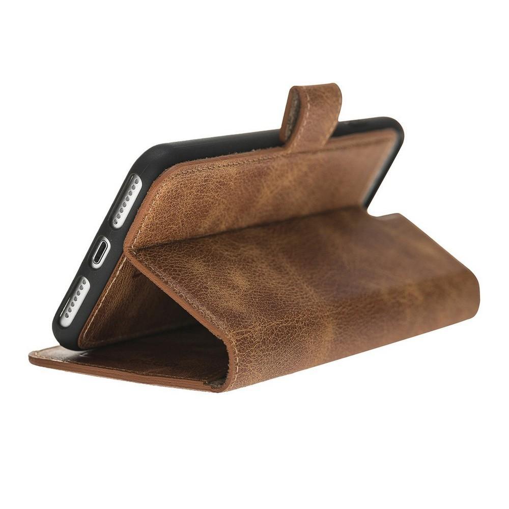 Phone Case Magnetic Detachable Leather Wallet Case for Apple iPhone 7/8 Plus - Tiguan Tan Bouletta Case