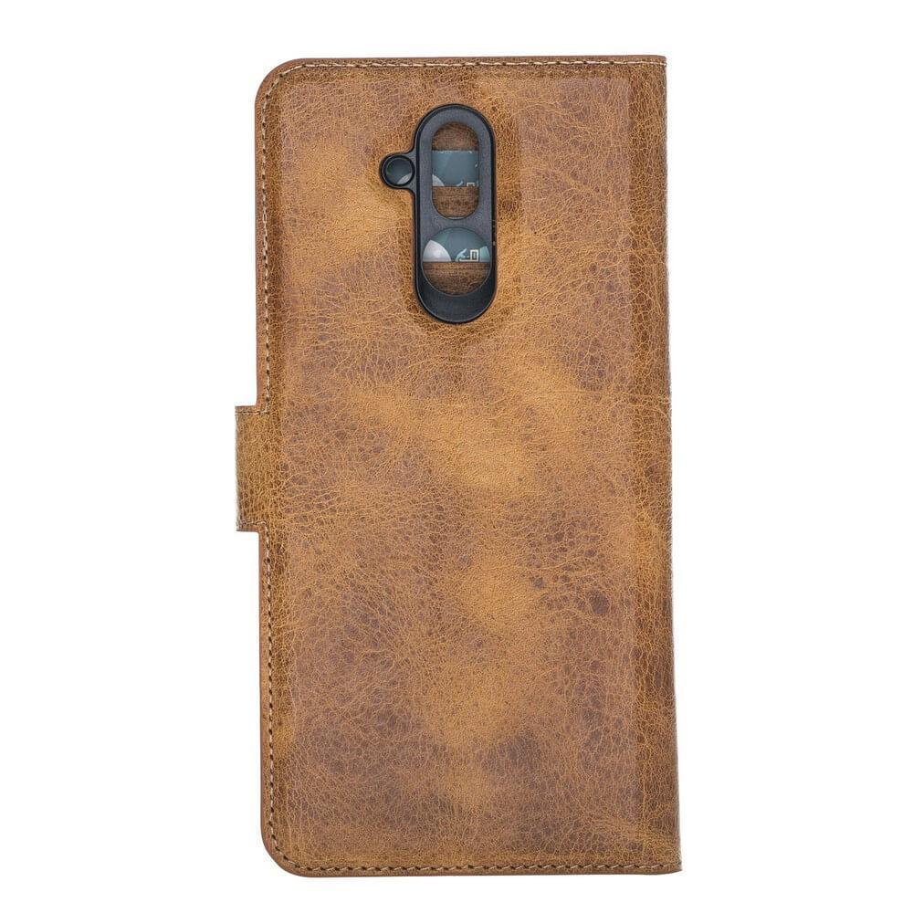 Phone Case Magnetic Detachable Leather Wallet Case for Huawei Mate 20 Lite - Vegetal Tan with Vein Bouletta Case