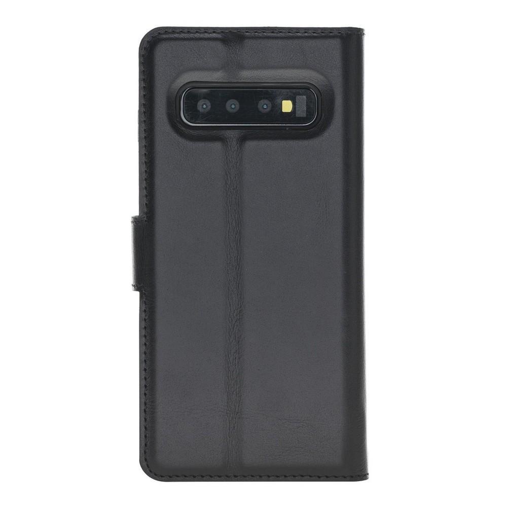 Phone Case Magnetic Detachable Leather Wallet Case for Samsung Galaxy S10 Plus - Rustic Black Bouletta Case