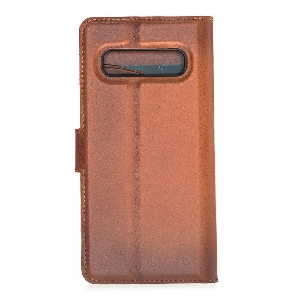 Phone Case Magnetic Detachable Leather Wallet Case for Samsung Galaxy S10 - Rustic Tan with Effect Bouletta Shop