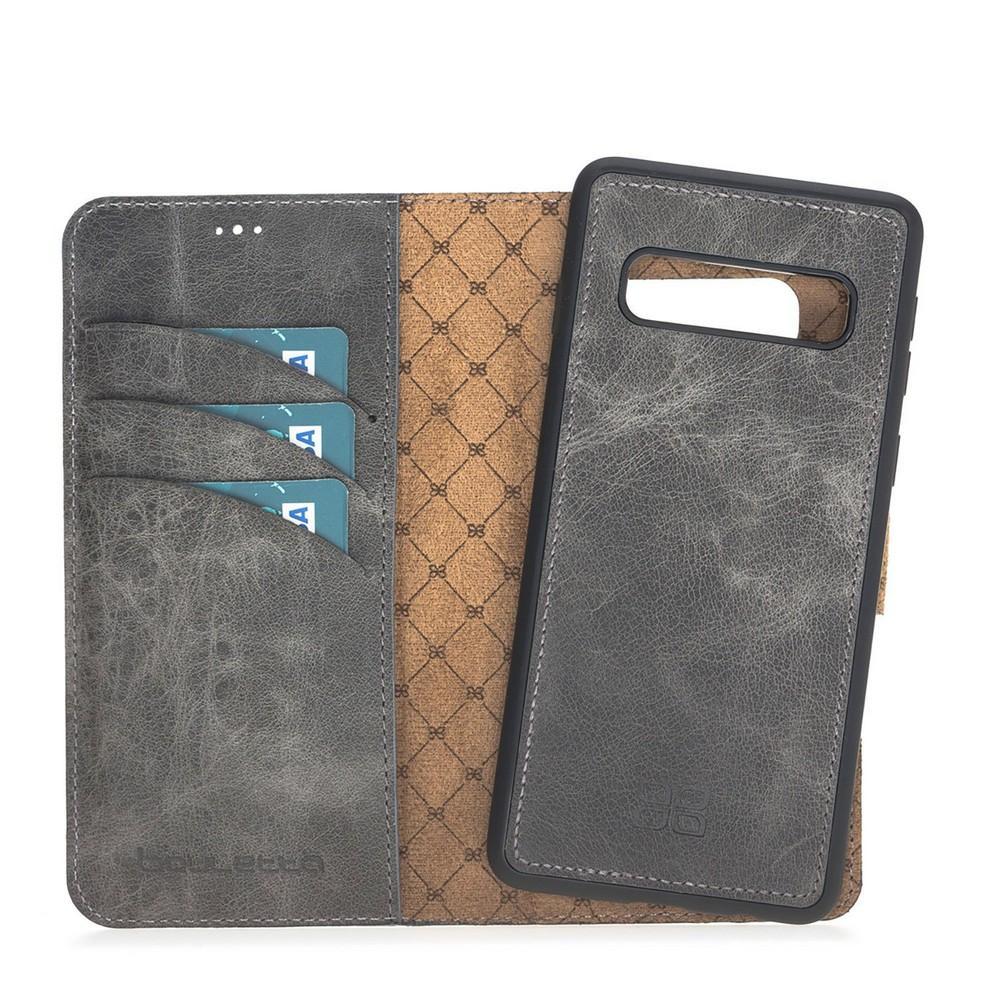 Phone Case Magnetic Detachable Leather Wallet Case for Samsung Galaxy S10 - Tiguan Grey Bouletta Case