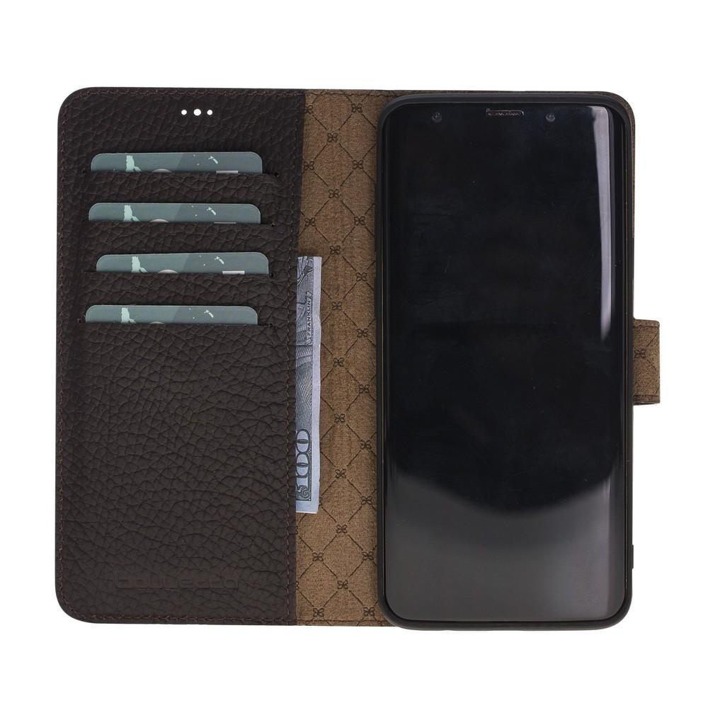 Phone Case Magnetic Detachable Leather Wallet Case for Samsung Galaxy S9 Plus - Floater Brown Bouletta Case