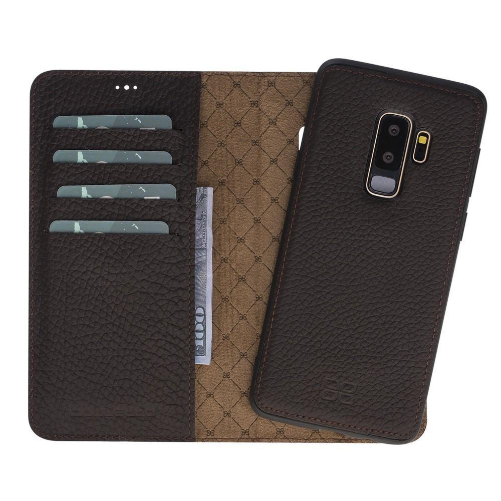 Phone Case Magnetic Detachable Leather Wallet Case for Samsung Galaxy S9 Plus - Floater Brown Bouletta Case