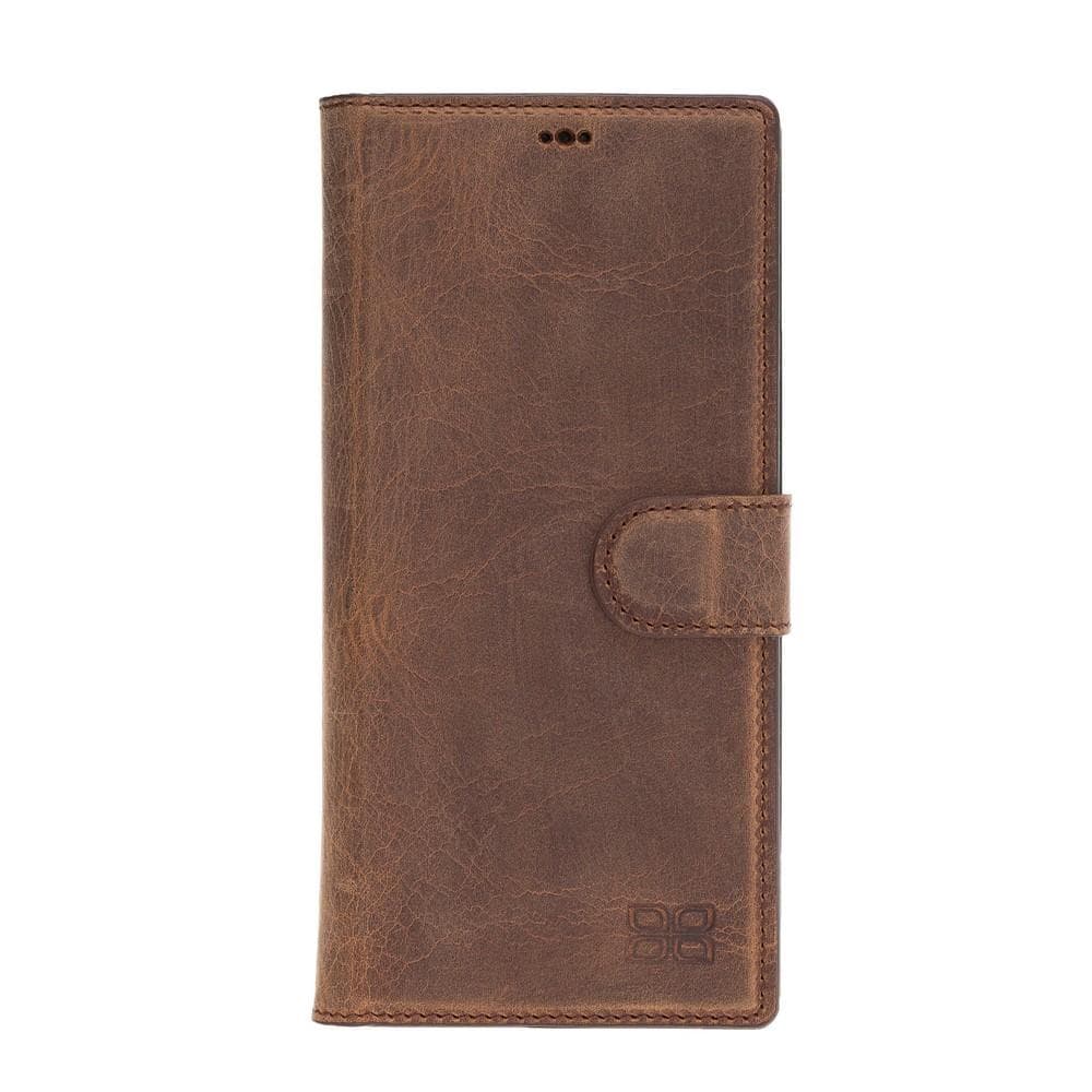 Phone Case Magnetic Detachable Leather Wallet Case for Samsung Note 10 - Antic Brown Bouletta Shop