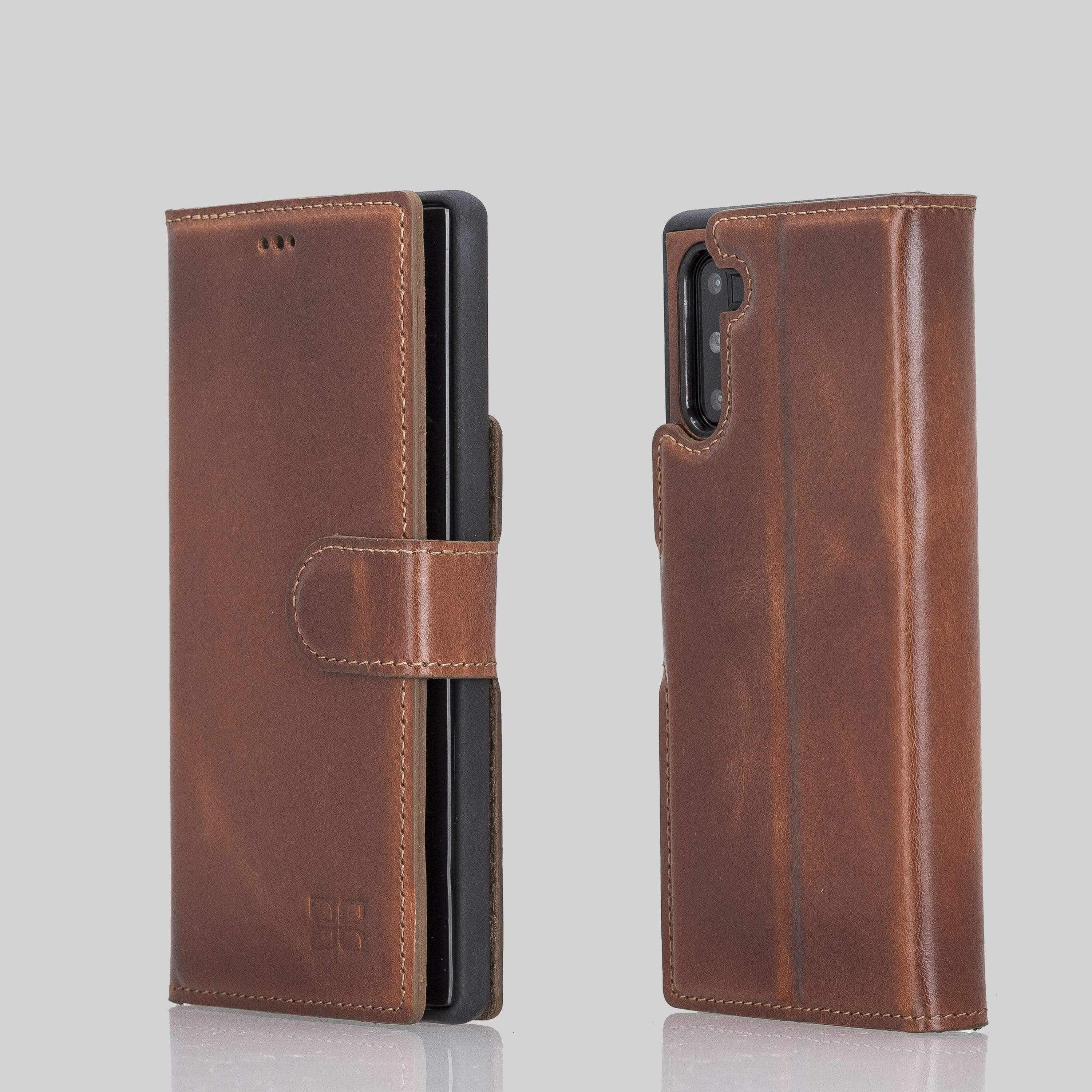 Phone Case Magnetic Detachable Leather Wallet Case for Samsung Note 10 - Antic Brown Bouletta Shop