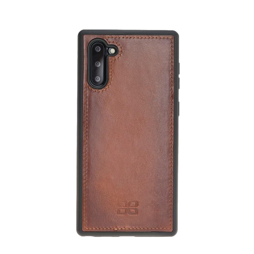 Phone Case Magnetic Detachable Leather Wallet Case for Samsung Note 10 - Rustic Tan with Effect Bouletta Case