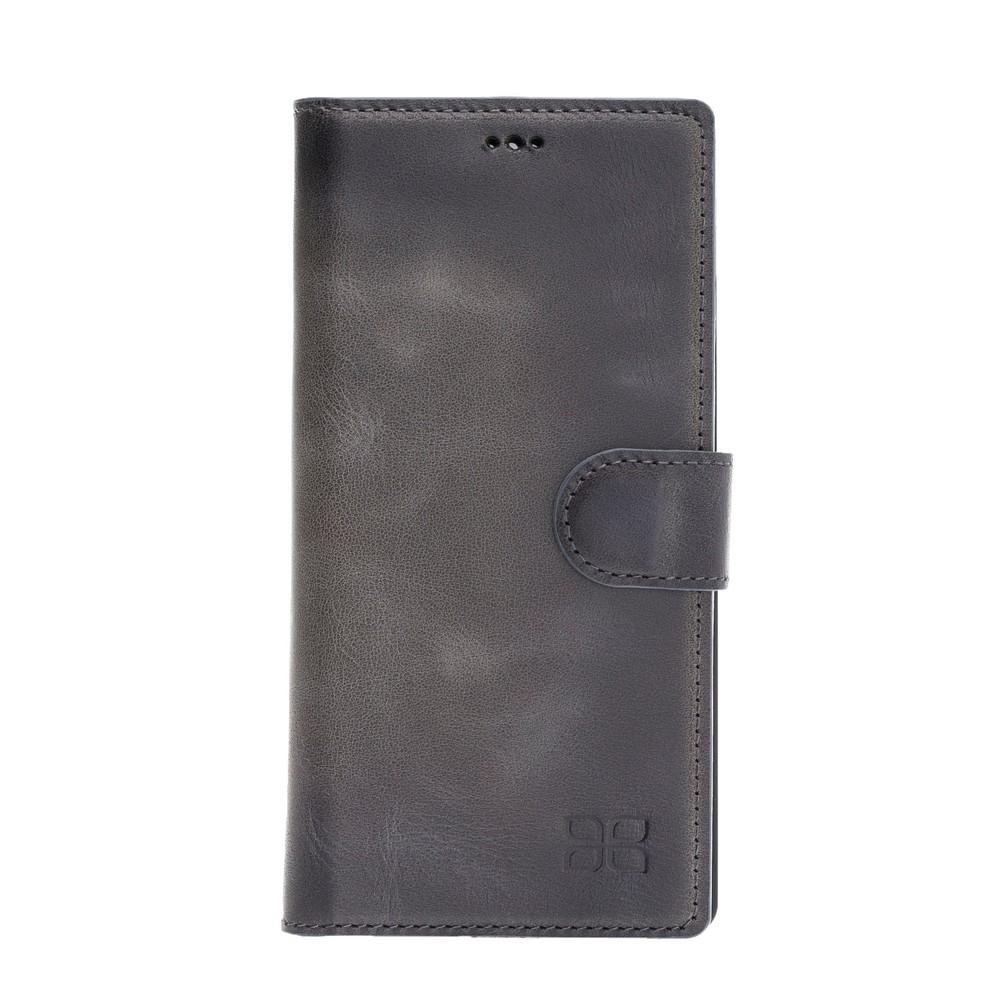 Phone Case Magnetic Detachable Leather Wallet Case for Samsung Note 10 - Tiguan Grey with Effect Bouletta Case
