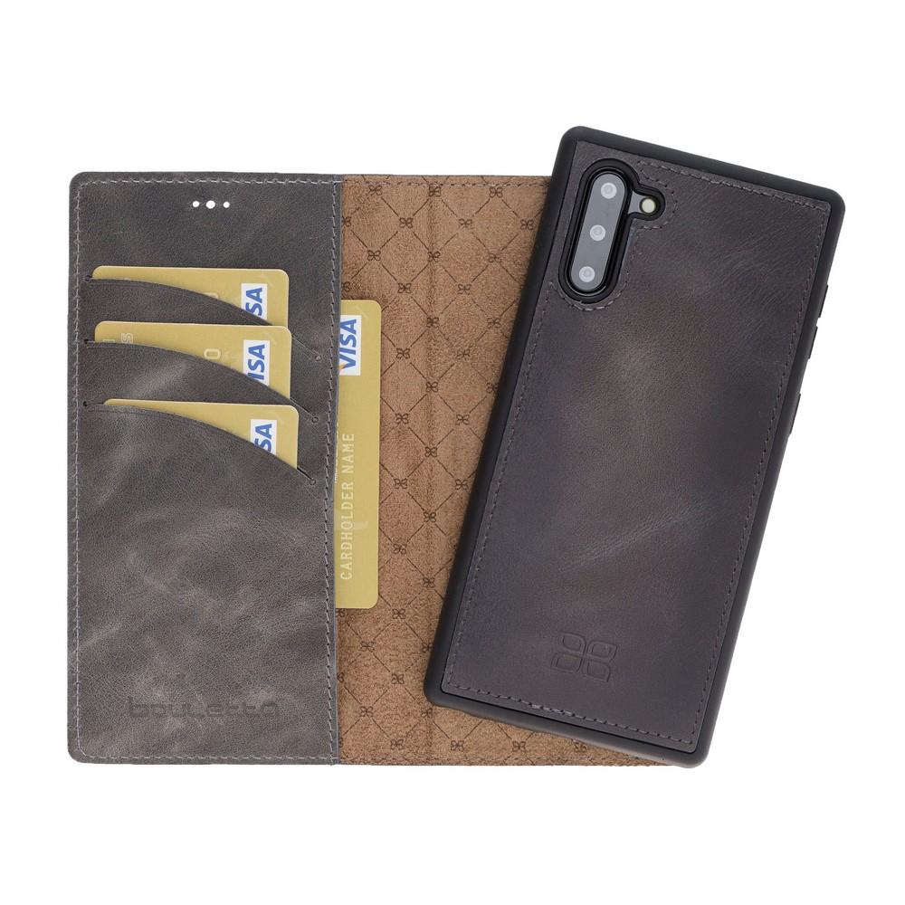 Phone Case Magnetic Detachable Leather Wallet Case for Samsung Note 10 - Tiguan Grey with Effect Bouletta Case