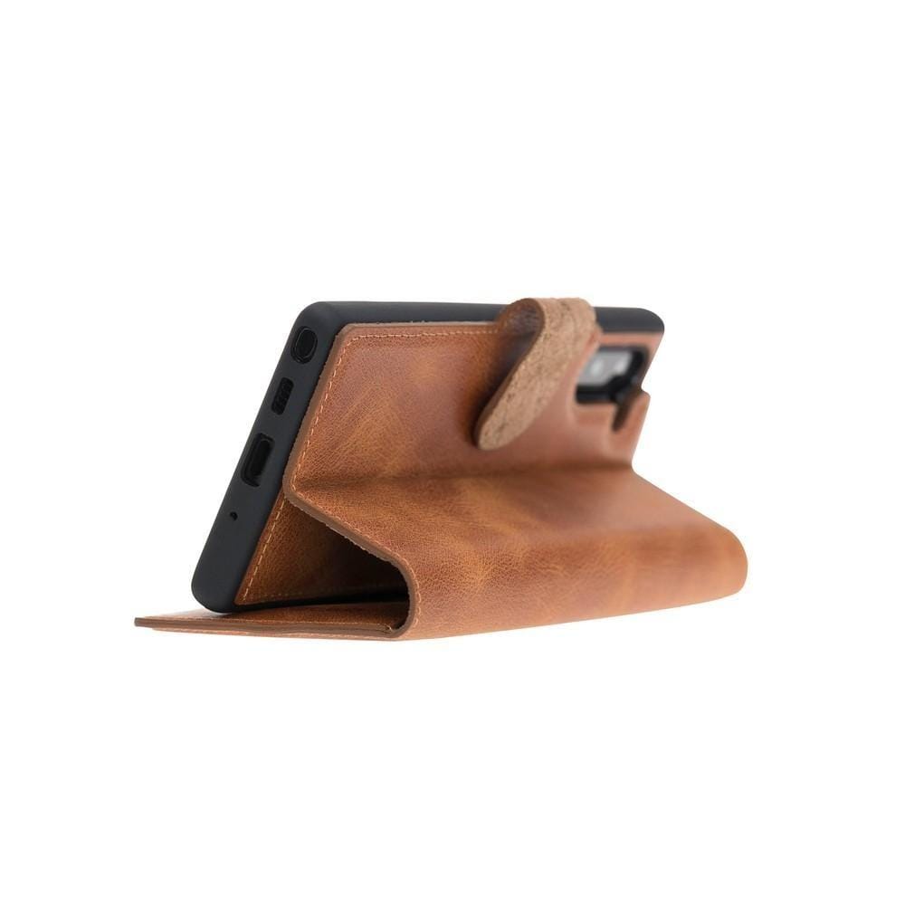 Phone Case Magnetic Detachable Leather Wallet Case for Samsung Note 10 - Tiguan Tan with Vein Bouletta Case