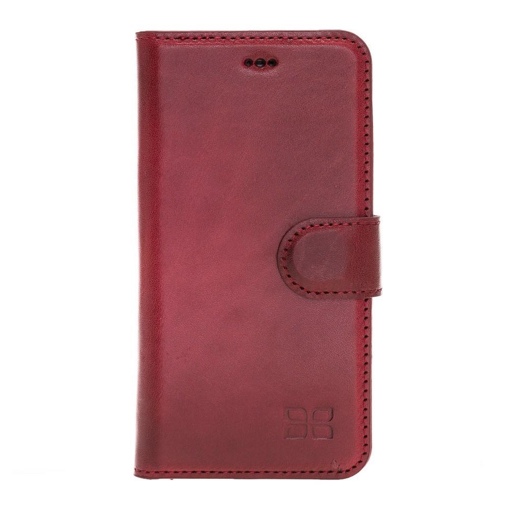 Phone Case Magnetic Detachable Leather Wallet Case with RFID Blocker for Apple iphone SE2/7/8 - Vegetal Burnished Red Bouletta Case