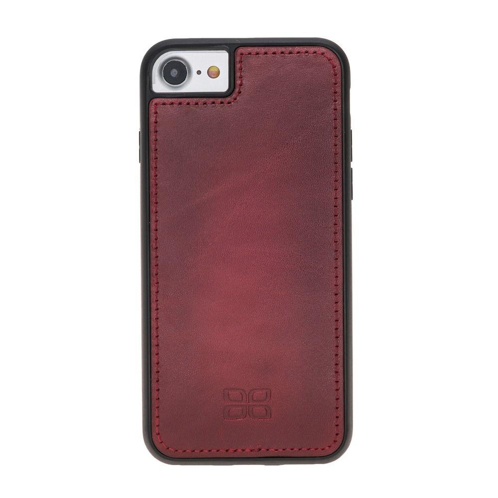 Phone Case Magnetic Detachable Leather Wallet Case with RFID Blocker for Apple iphone SE2/7/8 - Vegetal Burnished Red Bouletta Case