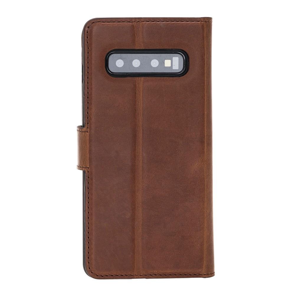 Phone Case Magnetic Detachable Leather Wallet Case with RFID Blocker for Samsung Galaxy S10 - Antic Brown Bouletta Case