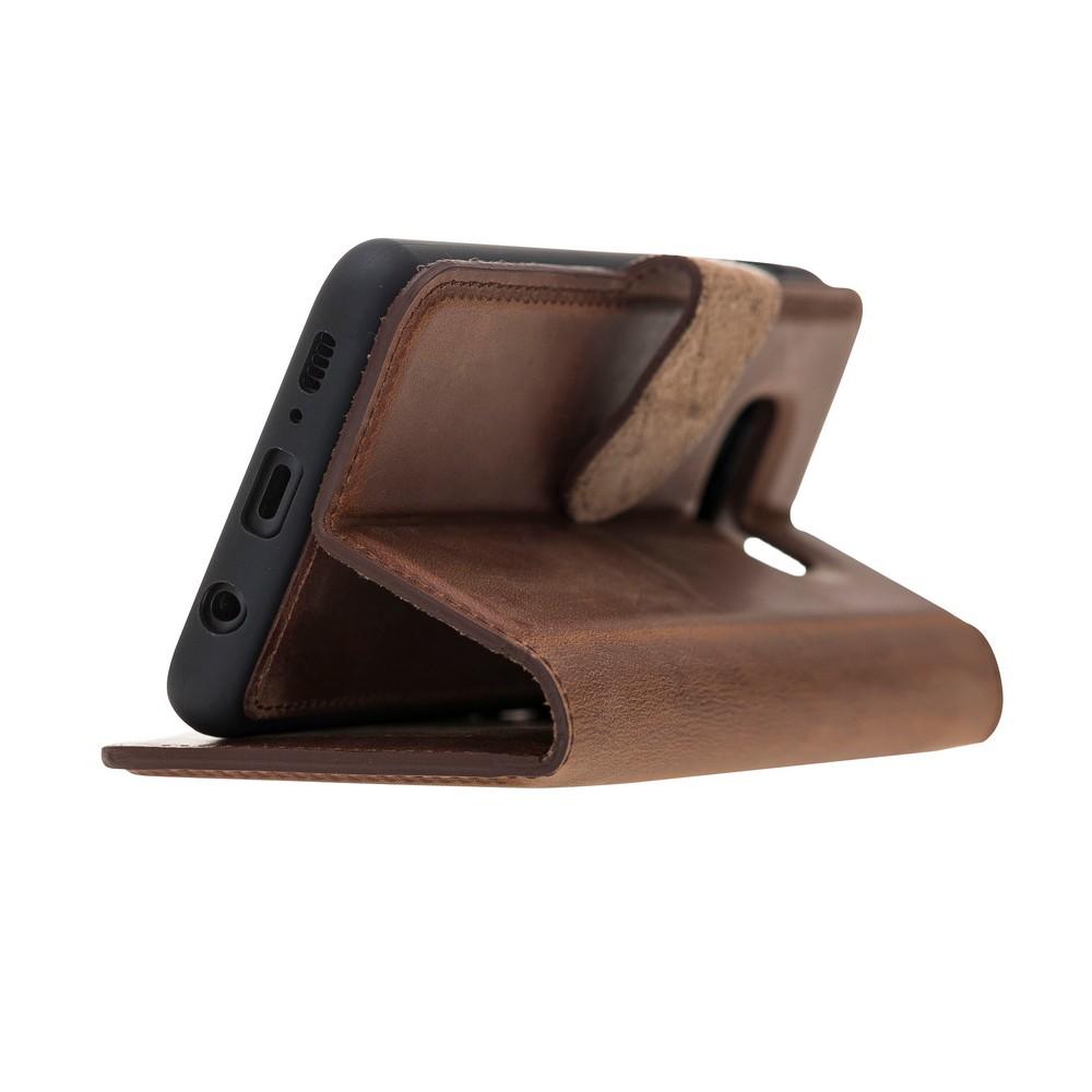 Phone Case Magnetic Detachable Leather Wallet Case with RFID Blocker for Samsung Galaxy S10E Essential - Antic Brown Bouletta Case
