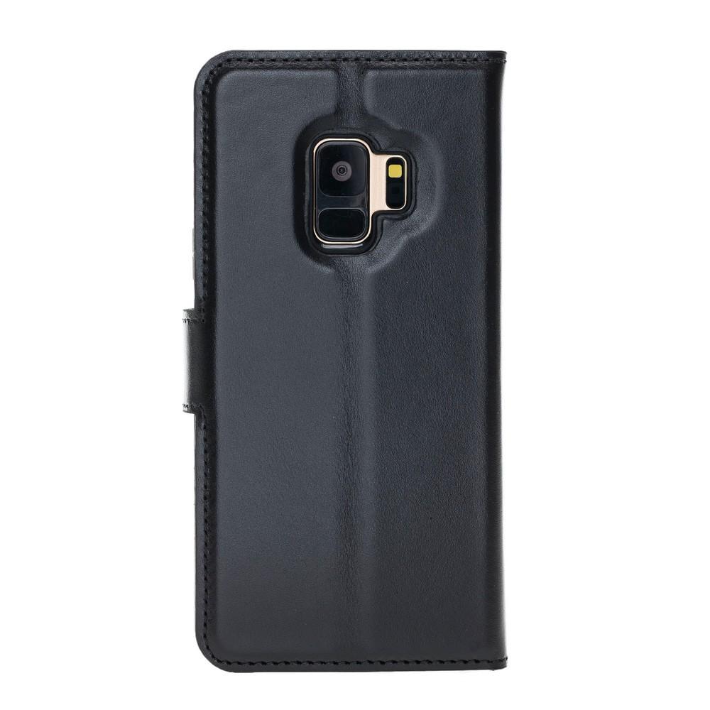 Phone Case Magnetic Detachable Leather Wallet Case with RFID Blocker for Samsung Galaxy S9 - Rustic Black Bouletta Case