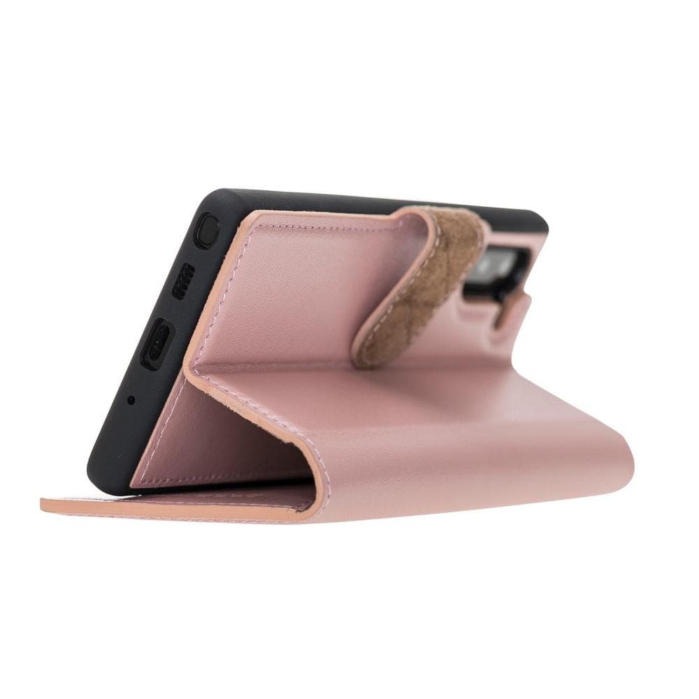 Phone Case Magnetic Detachable Leather Wallet Case with RFID Blocker for Samsung Note 10 - Pink Pink Bouletta Shop