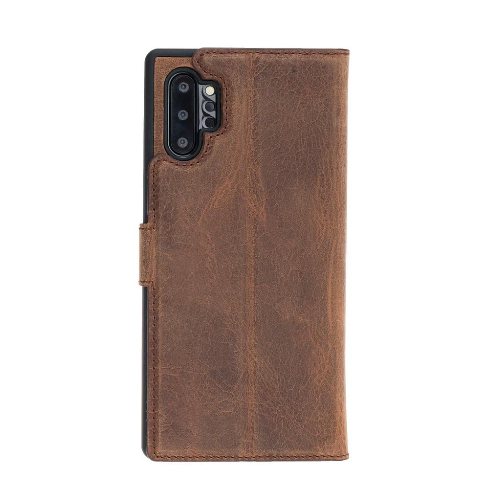 Phone Case Magnetic Detachable Leather Wallet Case with RFID Blocker for Samsung Note 10 Plus - Antic Brown Bouletta Case